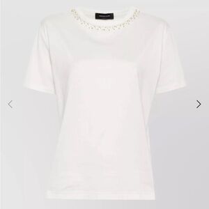 Fabiana Filippi Bead-Embellished Cotton T-shirt XS 4 NWT $730